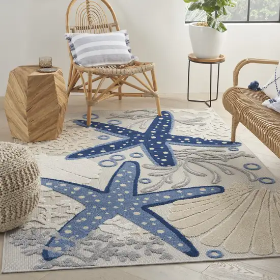 Blue And Gray Indoor Outdoor Area Rug Photo 7