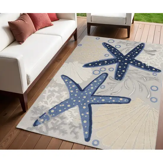 Blue And Gray Indoor Outdoor Area Rug Photo 2