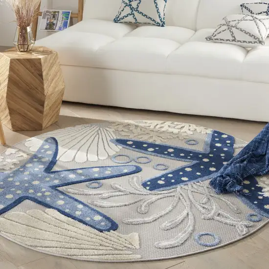 Blue and Gray Indoor Outdoor Area Rug Photo 4