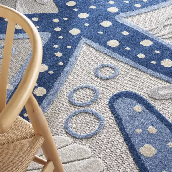 Blue And Gray Indoor Outdoor Area Rug Photo 6