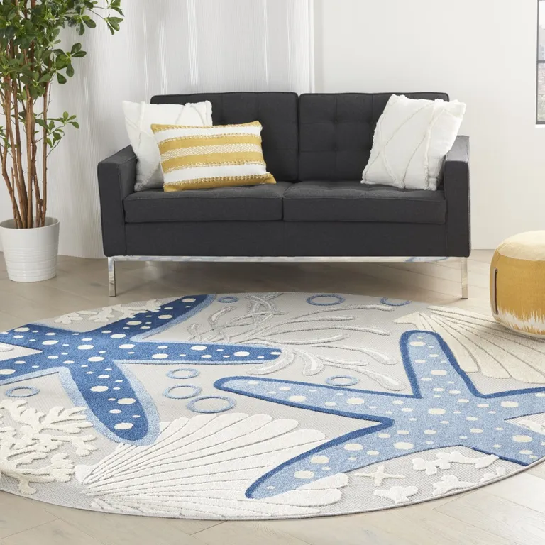 Blue and Gray Indoor Outdoor Area Rug Photo 4