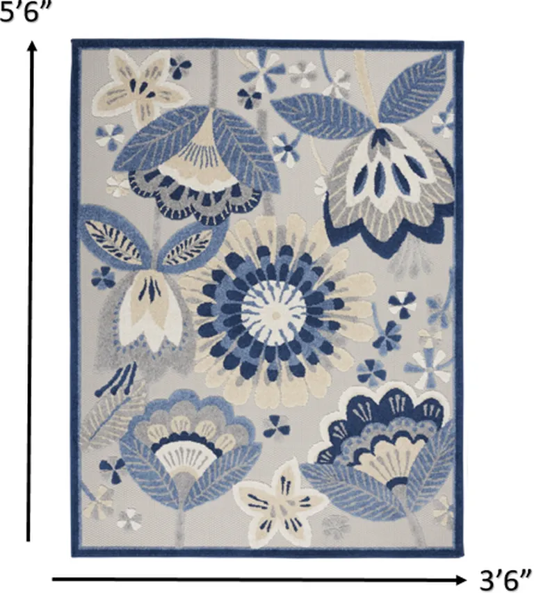 Blue and Gray Indoor Outdoor Area Rug Photo 4