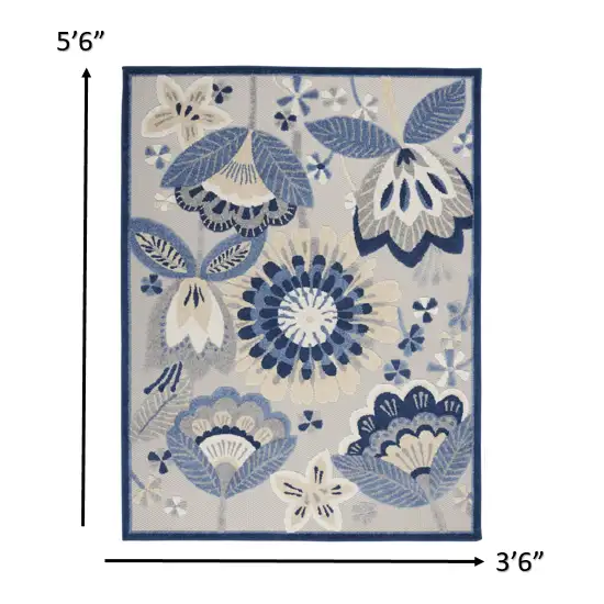 Blue and Gray Indoor Outdoor Area Rug Photo 4