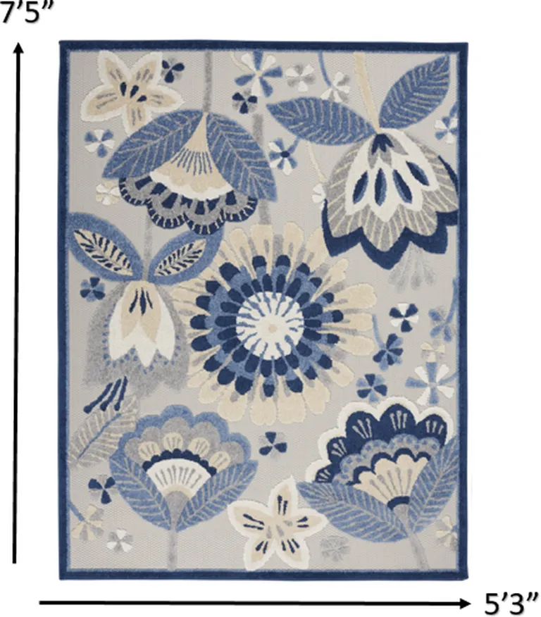 Blue and Gray Indoor Outdoor Area Rug Photo 3