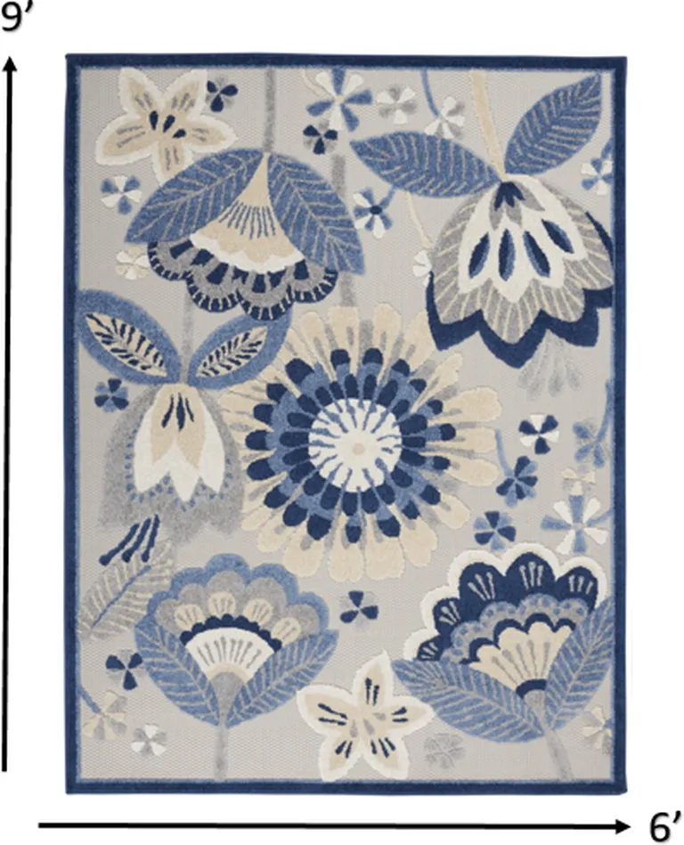 Blue and Gray Indoor Outdoor Area Rug Photo 4