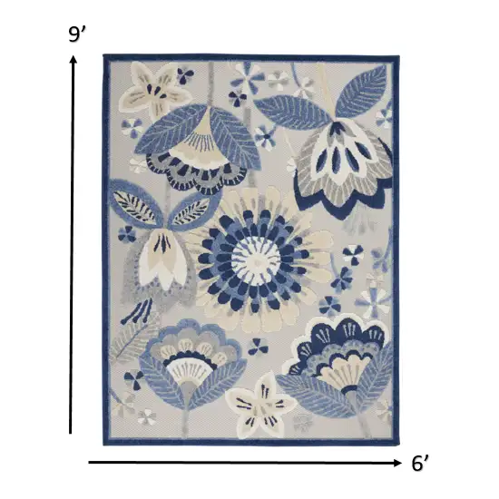 Blue and Gray Indoor Outdoor Area Rug Photo 4