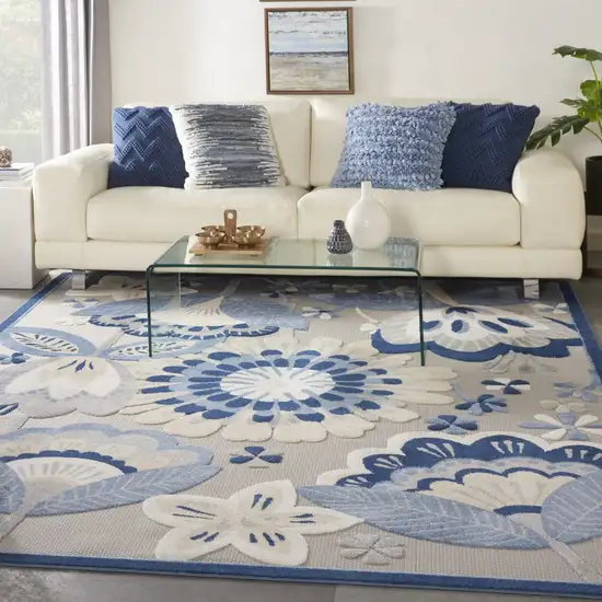 Blue and Gray Indoor Outdoor Area Rug Photo 6