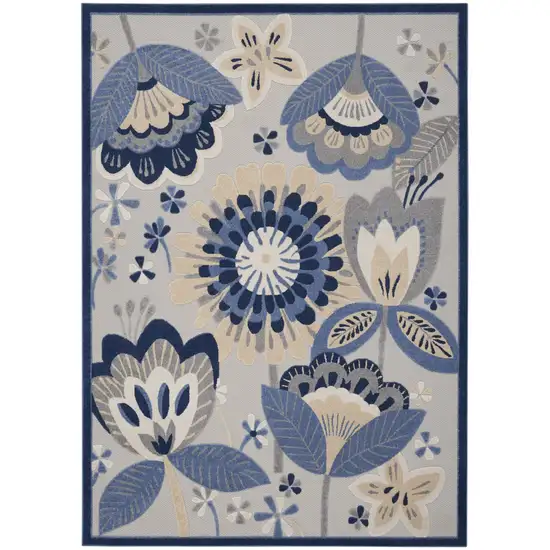 Blue and Gray Indoor Outdoor Area Rug Photo 1