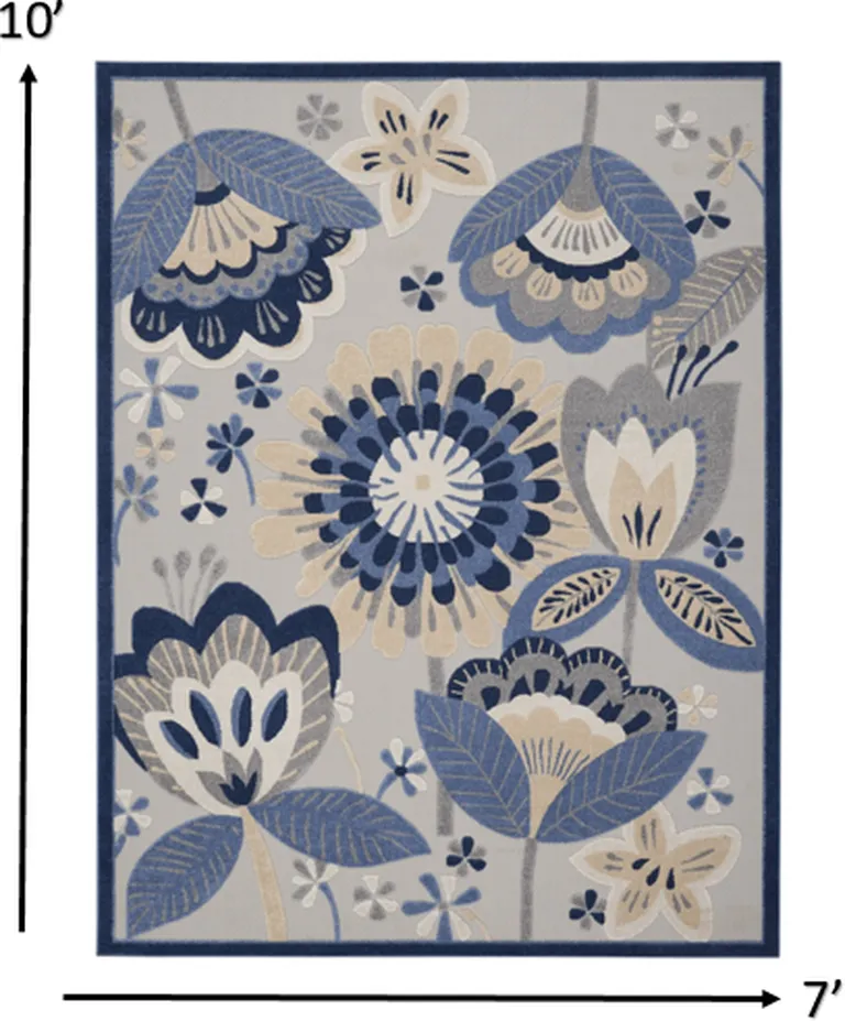 Blue and Gray Indoor Outdoor Area Rug Photo 4