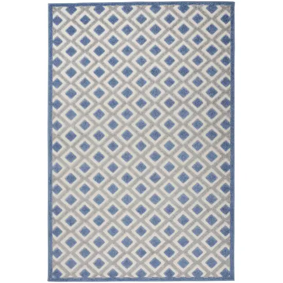 Blue And Gray Geometric Indoor Outdoor Area Rug Photo 5