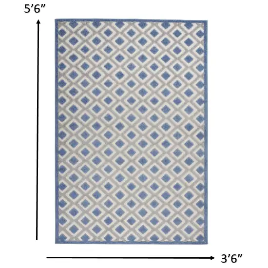 Blue And Gray Geometric Indoor Outdoor Area Rug Photo 6