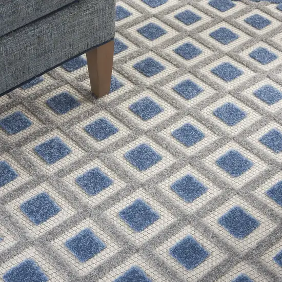 Blue And Gray Geometric Indoor Outdoor Area Rug Photo 6