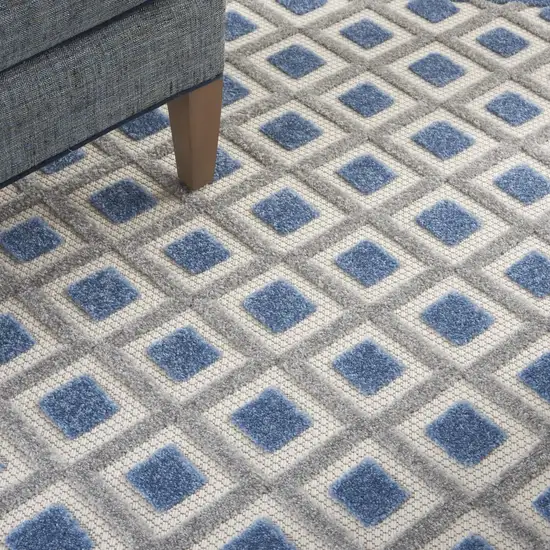 Blue And Gray Geometric Indoor Outdoor Area Rug Photo 4