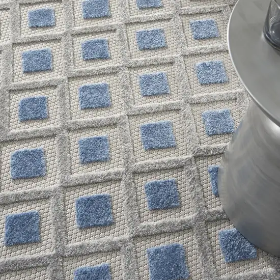 Blue and Gray Indoor Outdoor Area Rug Photo 9