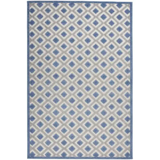 Blue And Gray Geometric Indoor Outdoor Area Rug Photo 4