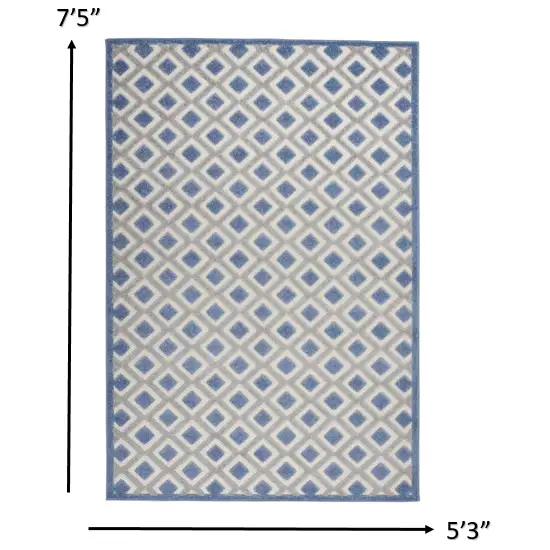 Blue and Gray Indoor Outdoor Area Rug Photo 4