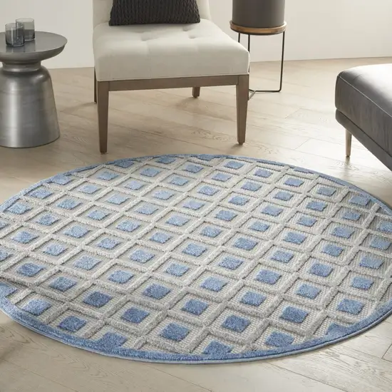 Blue and Gray Indoor Outdoor Area Rug Photo 4