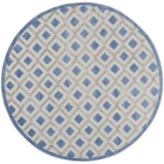 Blue And Gray Round Geometric Indoor Outdoor Area Rug Photo 4