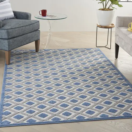 Blue And Gray Geometric Indoor Outdoor Area Rug Photo 7