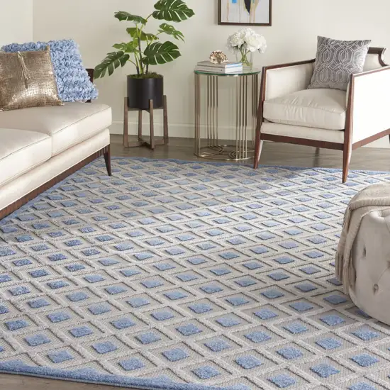 Blue And Gray Geometric Indoor Outdoor Area Rug Photo 8