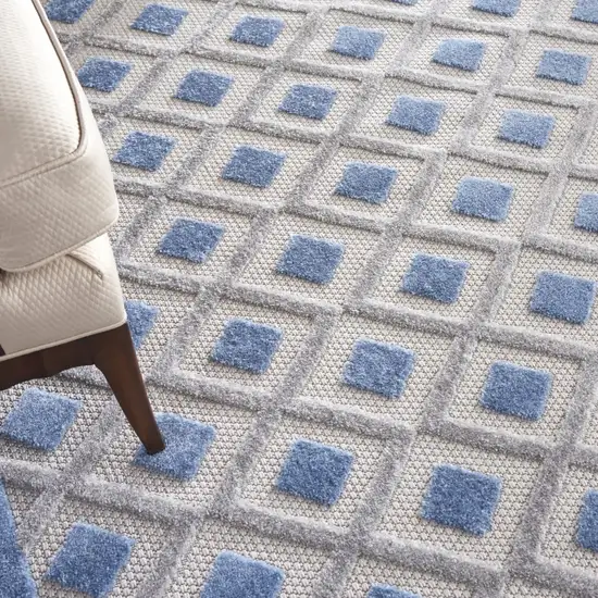 Blue and Gray Indoor Outdoor Area Rug Photo 3