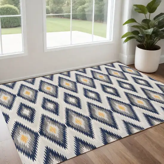 Blue Ikat Kilim Area Rug Photo 1