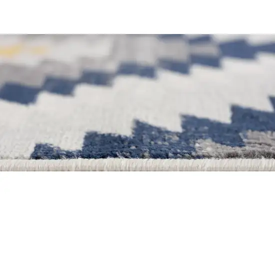 Blue and Gray Kilim Pattern Area Rug Photo 6