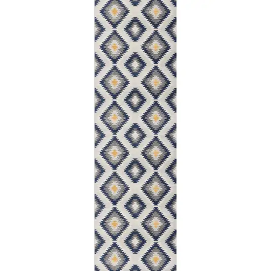 Blue and Gray Kilim Pattern Area Rug Photo 3