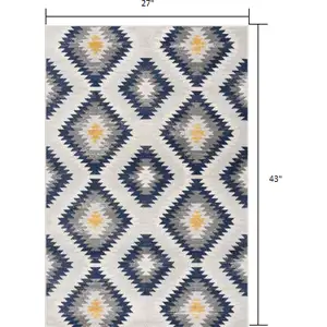 Photo of Blue and Gray Kilim Pattern Area Rug