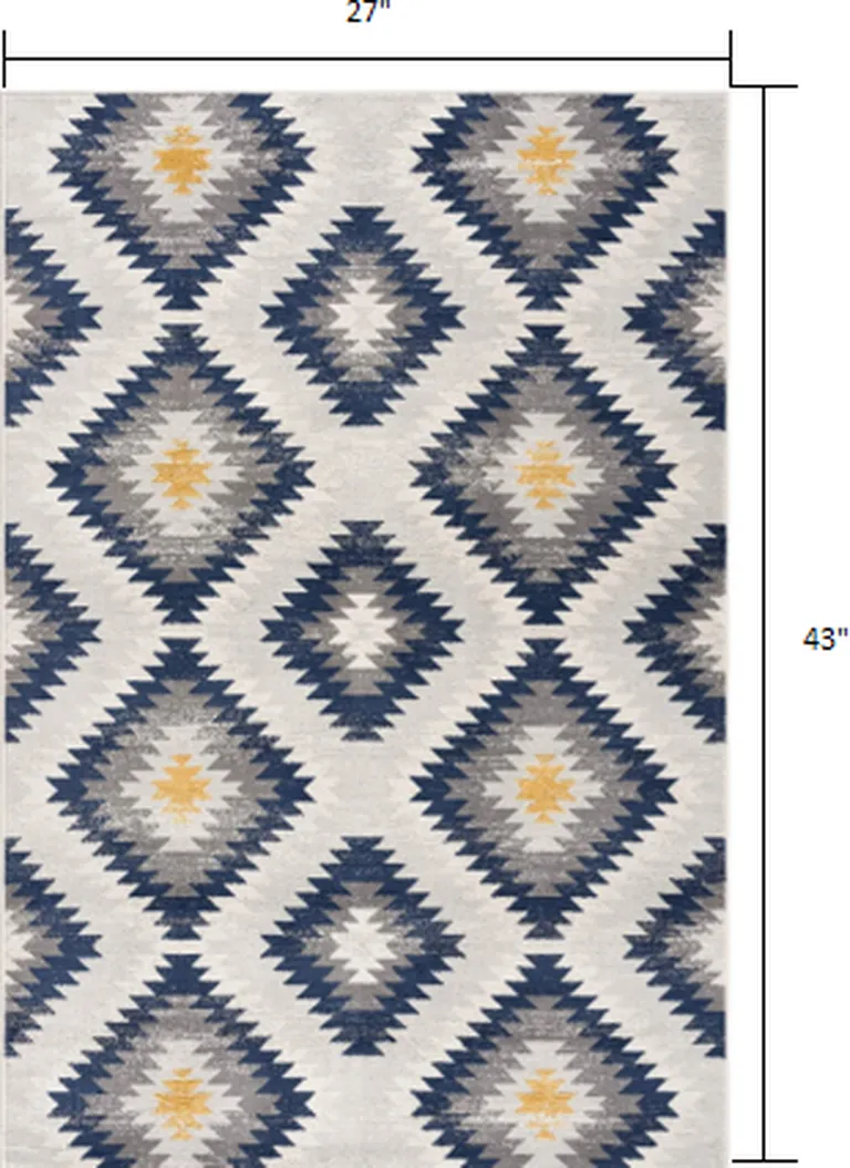 Blue and Gray Kilim Pattern Area Rug Photo 1