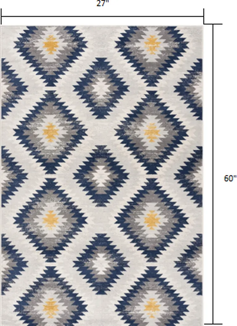 Blue and Gray Kilim Pattern Area Rug Photo 2