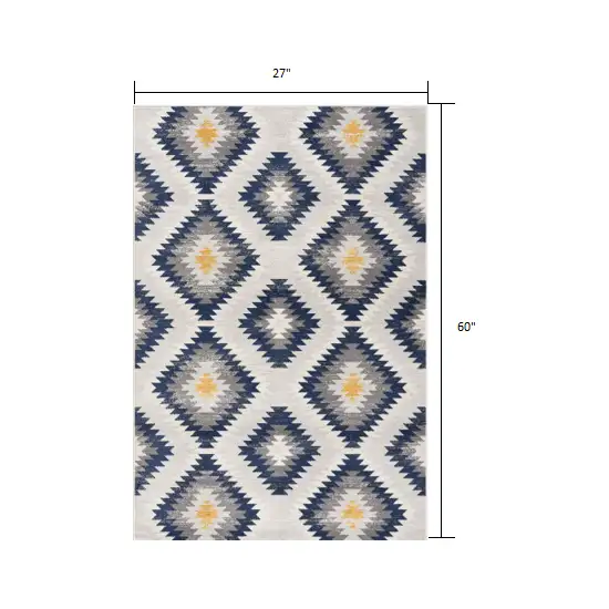 Blue and Gray Kilim Pattern Area Rug Photo 2