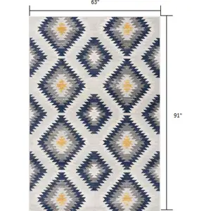 Photo of Blue and Gray Kilim Pattern Area Rug