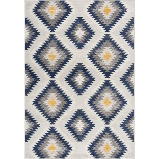 Blue and Gray Kilim Pattern Area Rug Photo 5