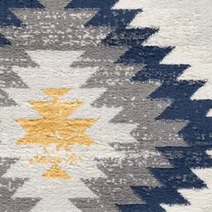 Photo of Blue and Gray Kilim Pattern Area Rug