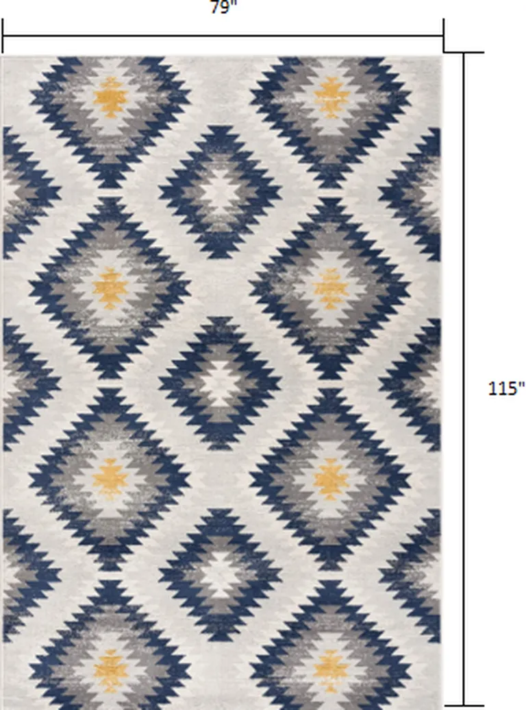Blue and Gray Kilim Pattern Area Rug Photo 2