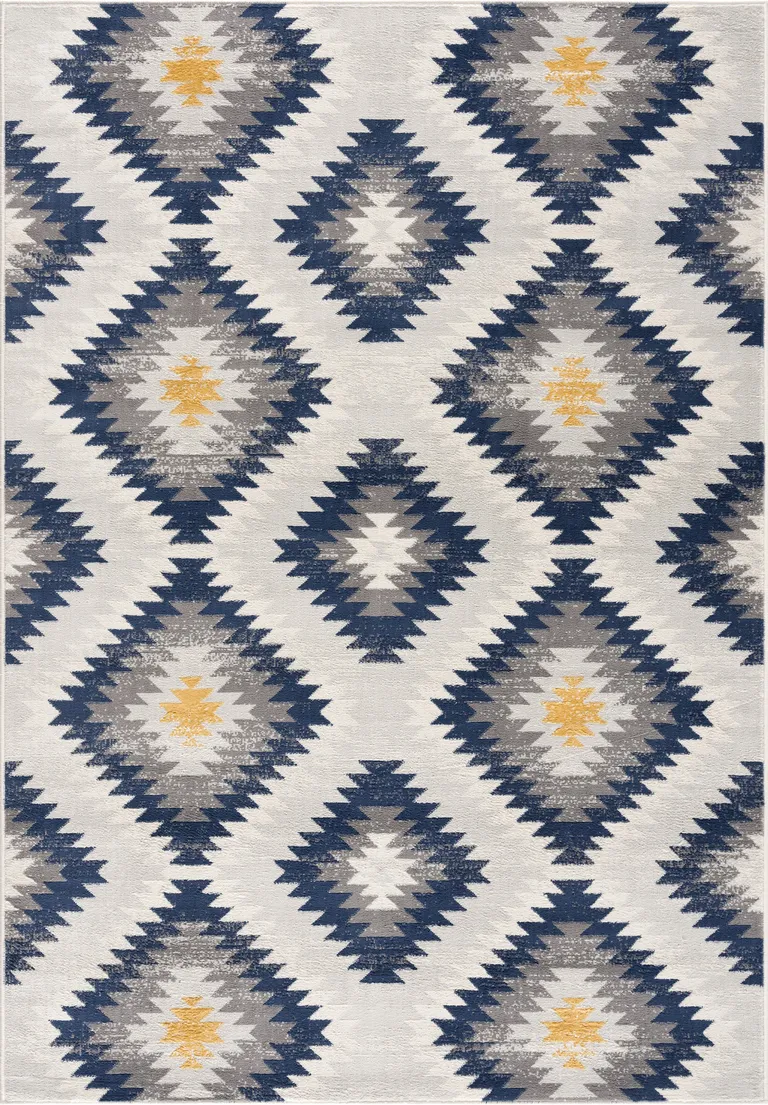Blue and Gray Kilim Pattern Area Rug Photo 4