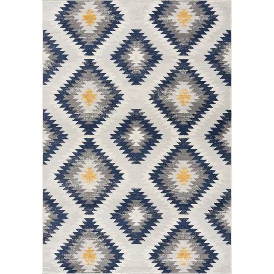 Blue and Gray Kilim Pattern Area Rug Photo 3