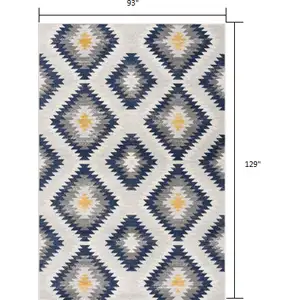 Photo of Blue and Gray Kilim Pattern Area Rug