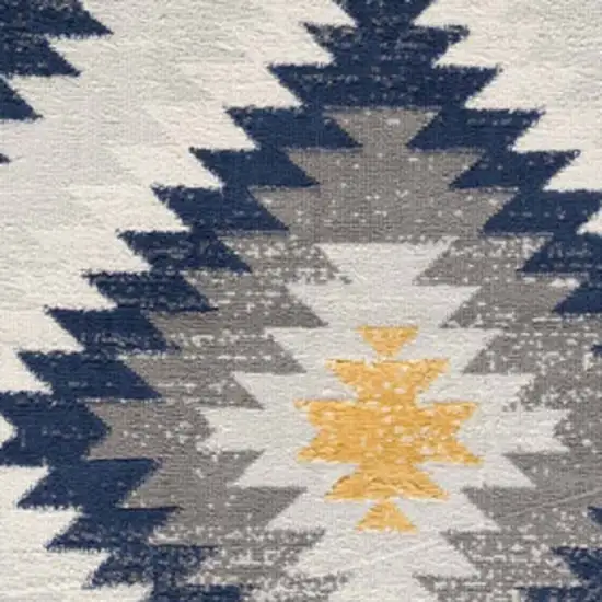 Blue Ikat Kilim Runner Rug Photo 4