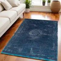 Photo of Blue and Gray Medallion Non Skid Area Rug
