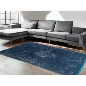 Photo of Blue and Gray Medallion Non Skid Area Rug