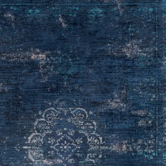 Blue and Gray Medallion Non Skid Area Rug Photo 5