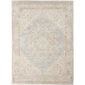 Photo of Blue and Gray Medallion Power Loom Area Rug