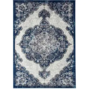 Photo of Blue and Gray Medallion Power Loom Area Rug