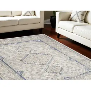 Photo of Blue and Gray Medallion Power Loom Area Rug