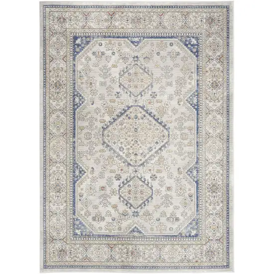 Blue and Gray Medallion Power Loom Area Rug Photo 2