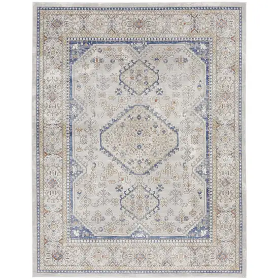 Blue and Gray Medallion Power Loom Area Rug Photo 2