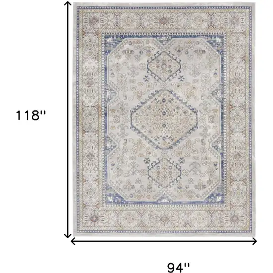 Blue and Gray Medallion Power Loom Area Rug Photo 3