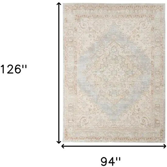 Blue and Gray Medallion Power Loom Distressed Area Rug Photo 7